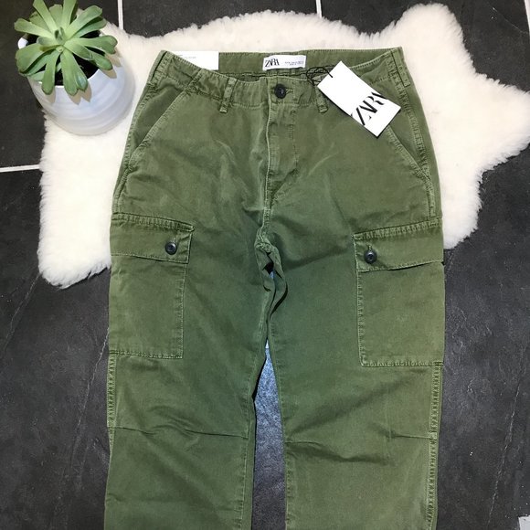 ZARA The Cargo Pant in Forest Khaki sz 4 NWT - Picture 4 of 7